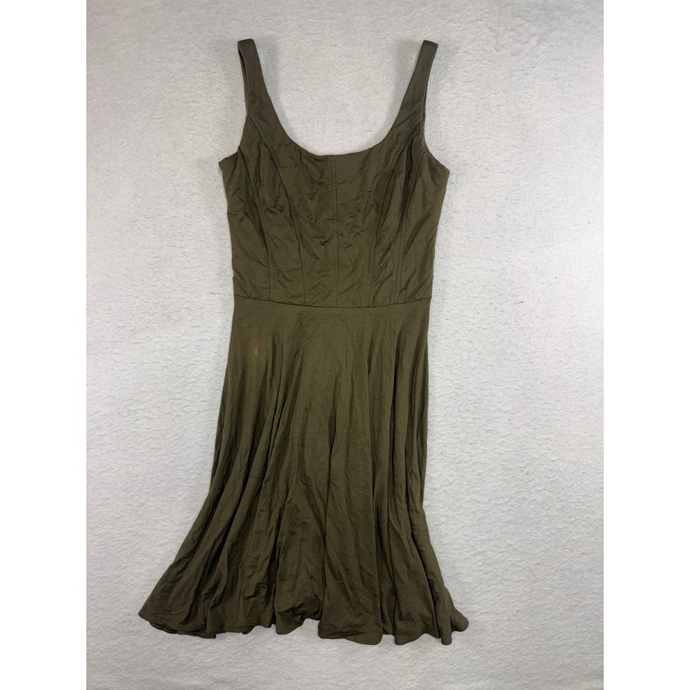 Cache Olive Green Fit and Flare Dress Sleeveless Scoop Neck Size XS RN 74578